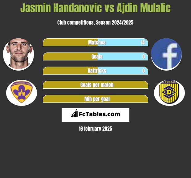 Jasmin Handanovic vs Ajdin Mulalic h2h player stats