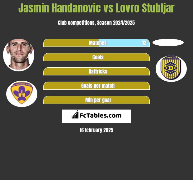 Jasmin Handanovic vs Lovro Stubljar h2h player stats