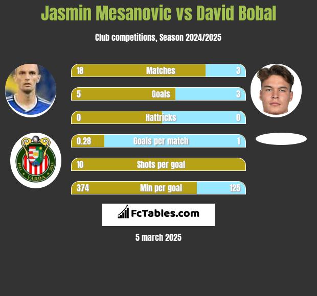 Jasmin Mesanovic vs David Bobal h2h player stats