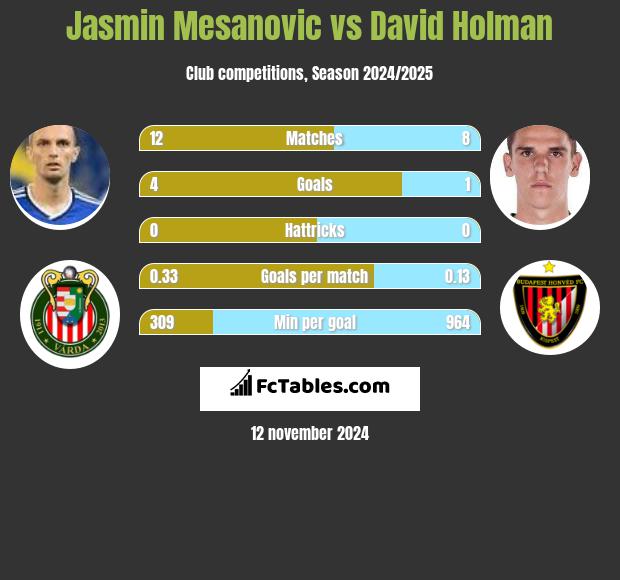 Jasmin Mesanovic vs David Holman h2h player stats