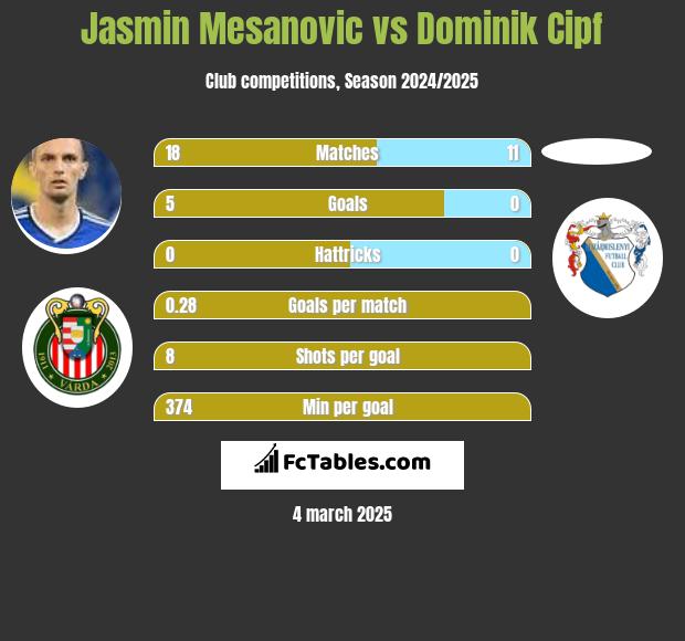 Jasmin Mesanovic vs Dominik Cipf h2h player stats