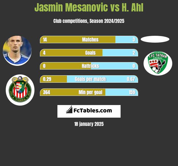 Jasmin Mesanovic vs H. Ahl h2h player stats