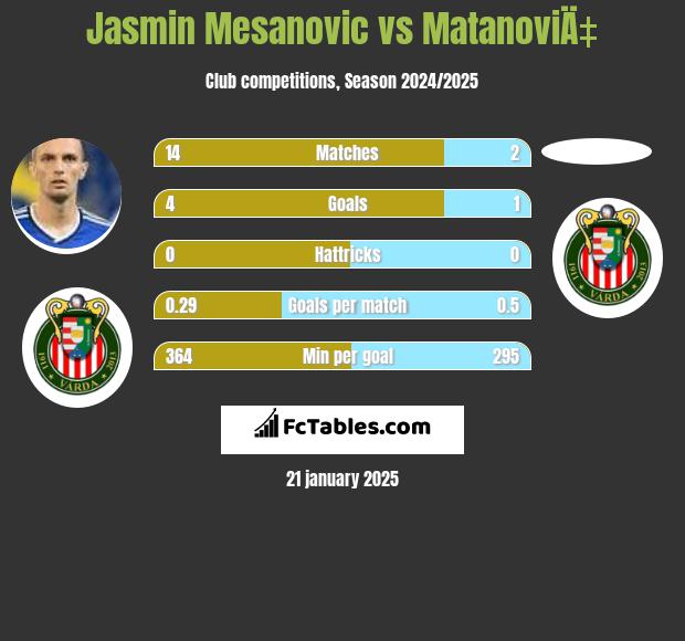 Jasmin Mesanovic vs MatanoviÄ‡ h2h player stats