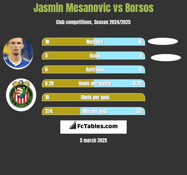 Jasmin Mesanovic vs Borsos h2h player stats