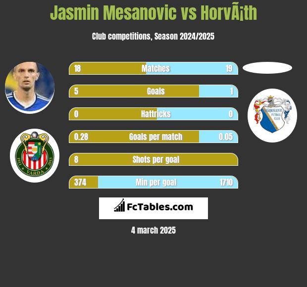 Jasmin Mesanovic vs HorvÃ¡th h2h player stats