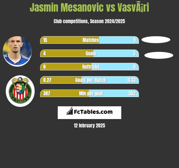 Jasmin Mesanovic vs VasvÃ¡ri h2h player stats