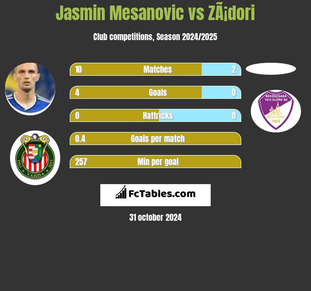 Jasmin Mesanovic vs ZÃ¡dori h2h player stats