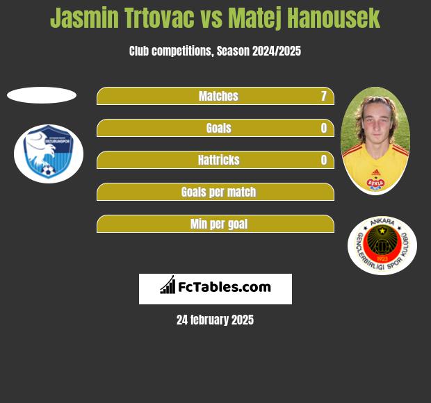 Jasmin Trtovac vs Matej Hanousek h2h player stats