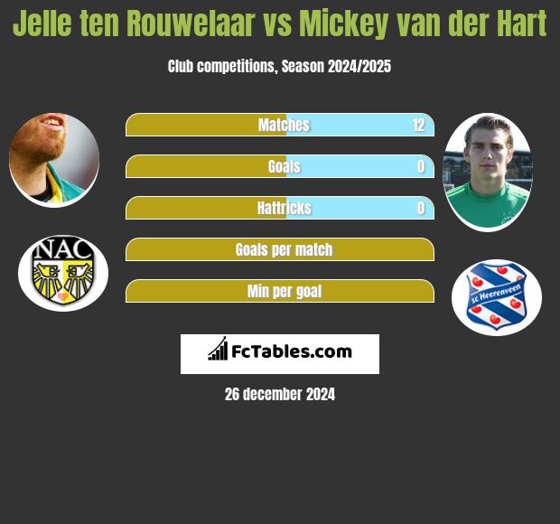 Jelle ten Rouwelaar vs Mickey van der Hart h2h player stats