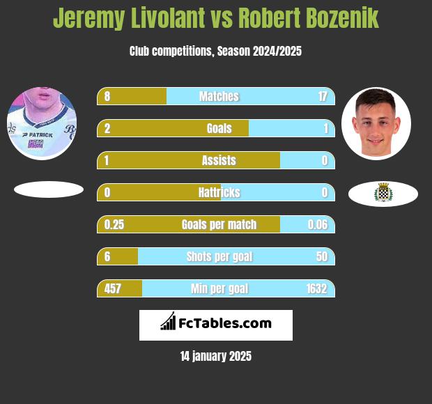 Jeremy Livolant vs Robert Bozenik h2h player stats