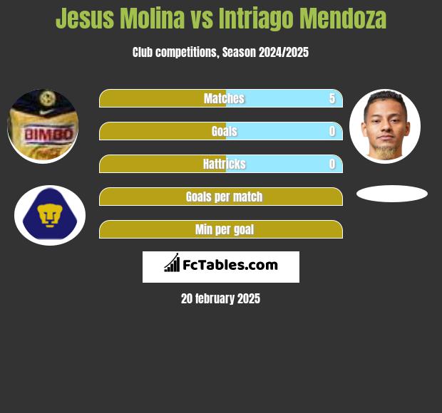 Jesus Molina vs Intriago Mendoza h2h player stats