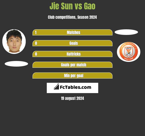 Jie Sun vs Gao h2h player stats