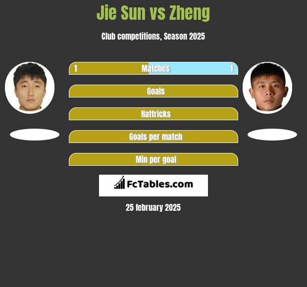 Jie Sun vs Zheng h2h player stats