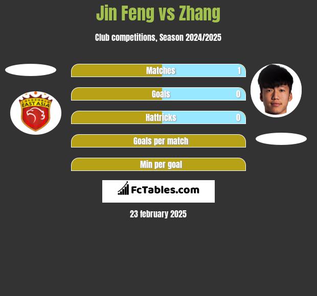 Jin Feng vs Zhang h2h player stats