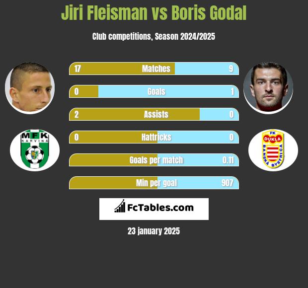 Jiri Fleisman vs Boris Godal h2h player stats