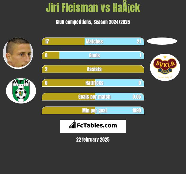 Jiri Fleisman vs HaÅ¡ek h2h player stats