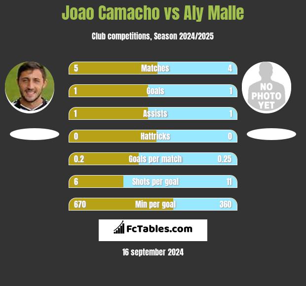 Joao Camacho vs Aly Malle h2h player stats