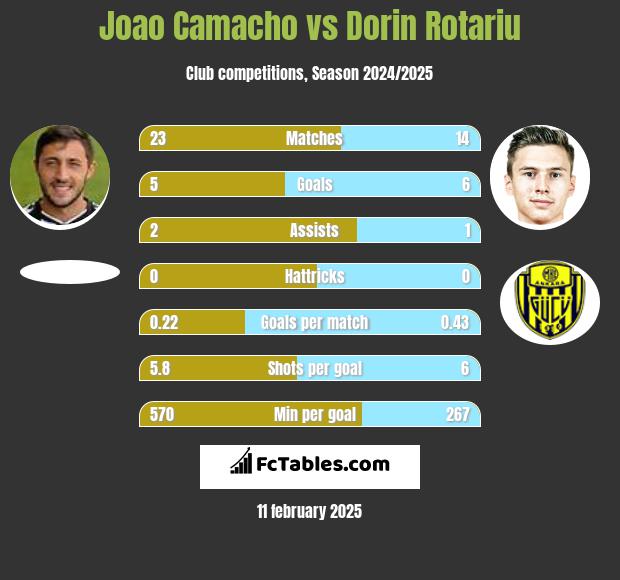 Joao Camacho vs Dorin Rotariu h2h player stats