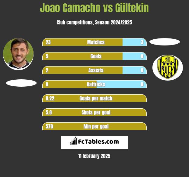 Joao Camacho vs Gültekin h2h player stats