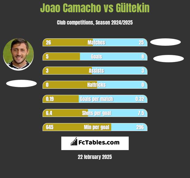 Joao Camacho vs Gültekin h2h player stats