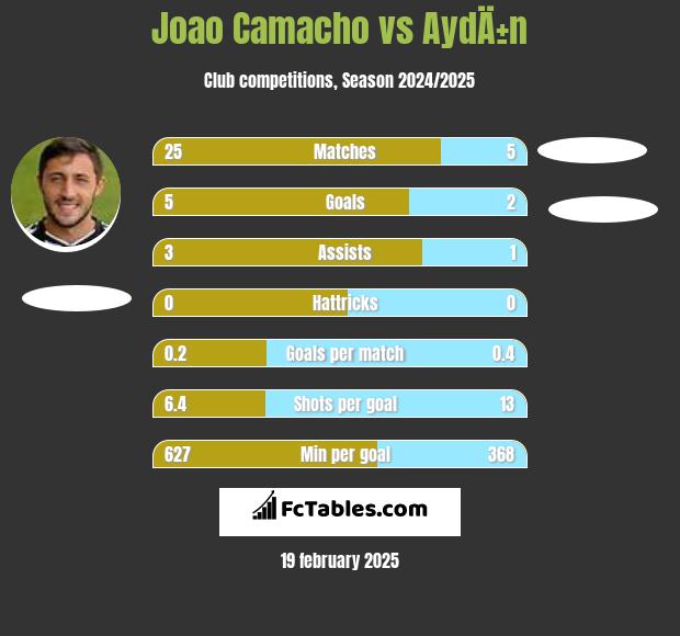 Joao Camacho vs AydÄ±n h2h player stats