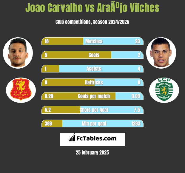 Joao Carvalho vs AraÃºjo Vilches h2h player stats