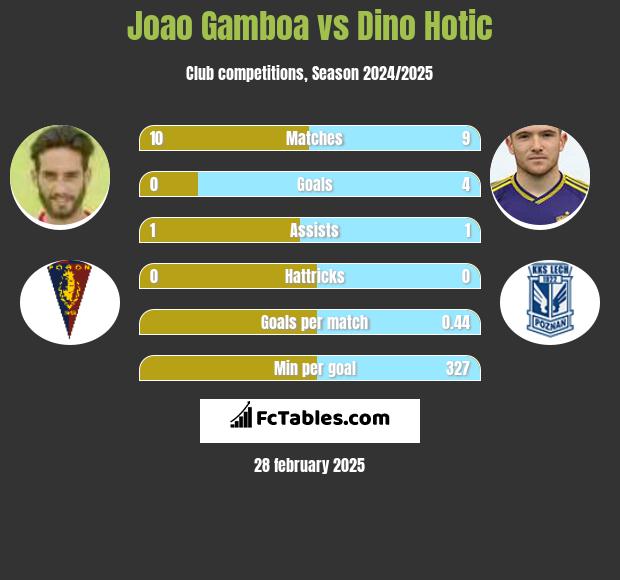 Joao Gamboa vs Dino Hotic h2h player stats