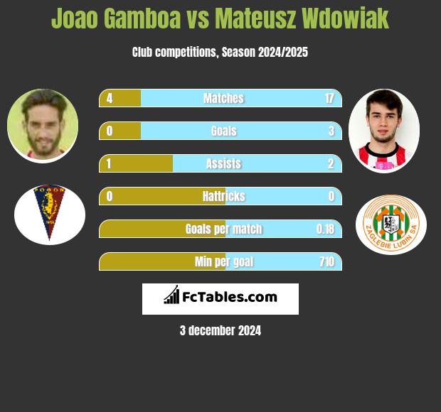 Joao Gamboa vs Mateusz Wdowiak h2h player stats