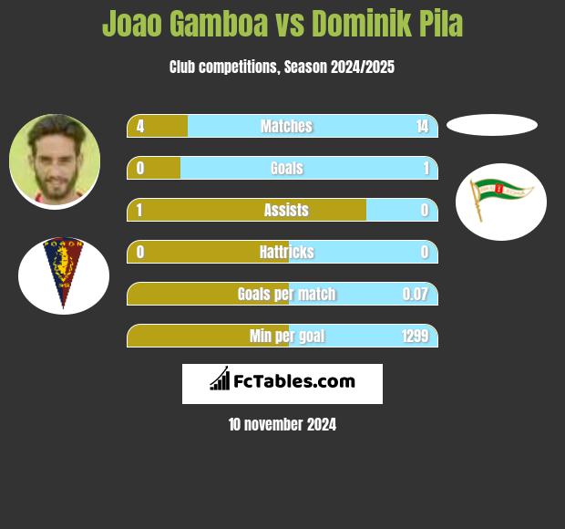 Joao Gamboa vs Dominik Pila h2h player stats