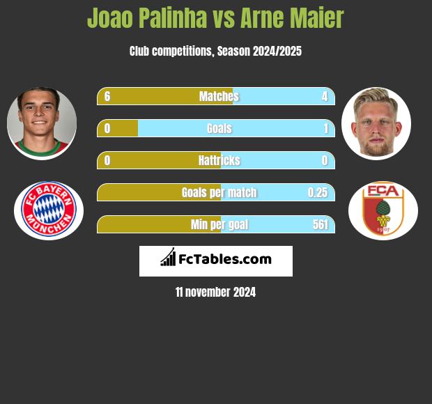 Joao Palinha vs Arne Maier h2h player stats