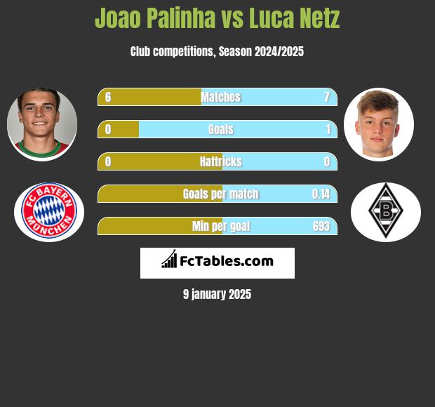 Joao Palinha vs Luca Netz h2h player stats