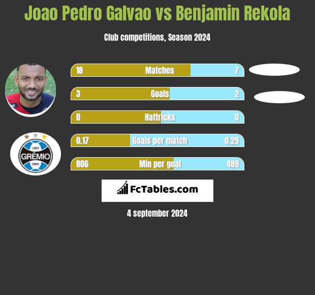 Joao Pedro Galvao vs Benjamin Rekola h2h player stats