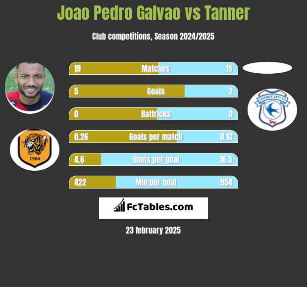 Joao Pedro Galvao vs Tanner h2h player stats