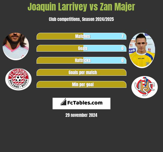 Joaquin Larrivey vs Zan Majer h2h player stats