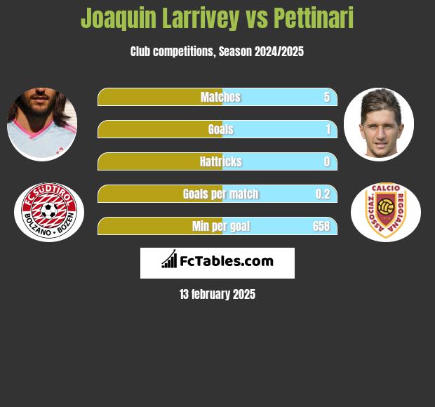 Joaquin Larrivey vs Pettinari h2h player stats