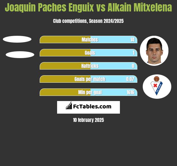 Joaquin Paches Enguix vs Alkain Mitxelena h2h player stats