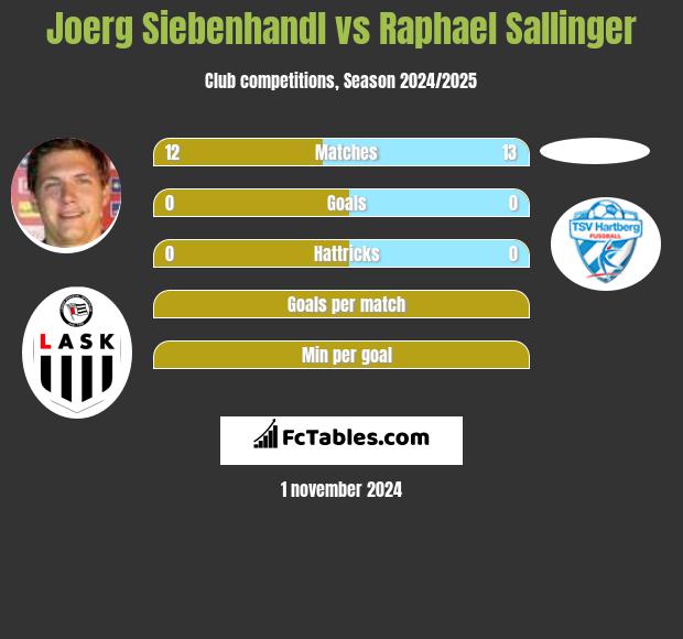 Joerg Siebenhandl vs Raphael Sallinger h2h player stats