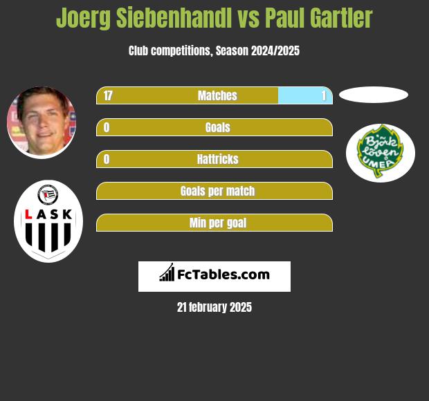 Joerg Siebenhandl vs Paul Gartler h2h player stats