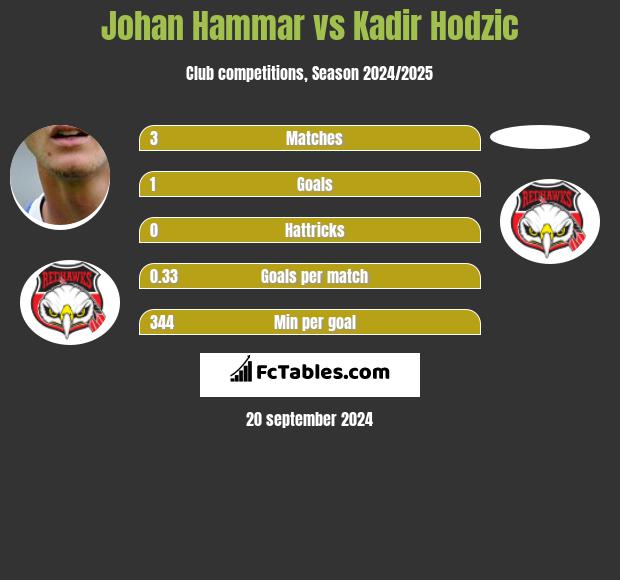 Johan Hammar vs Kadir Hodzic h2h player stats