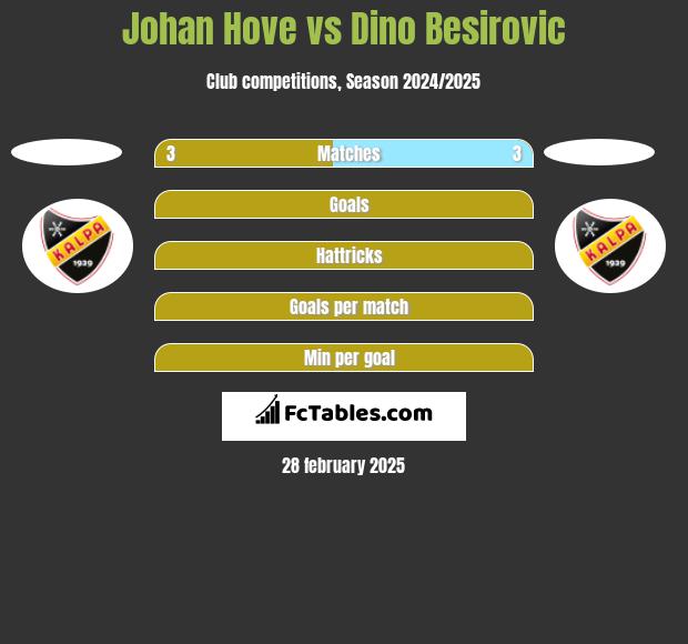 Johan Hove vs Dino Besirovic h2h player stats