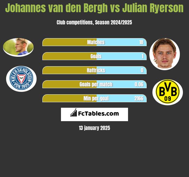 Johannes van den Bergh vs Julian Ryerson h2h player stats