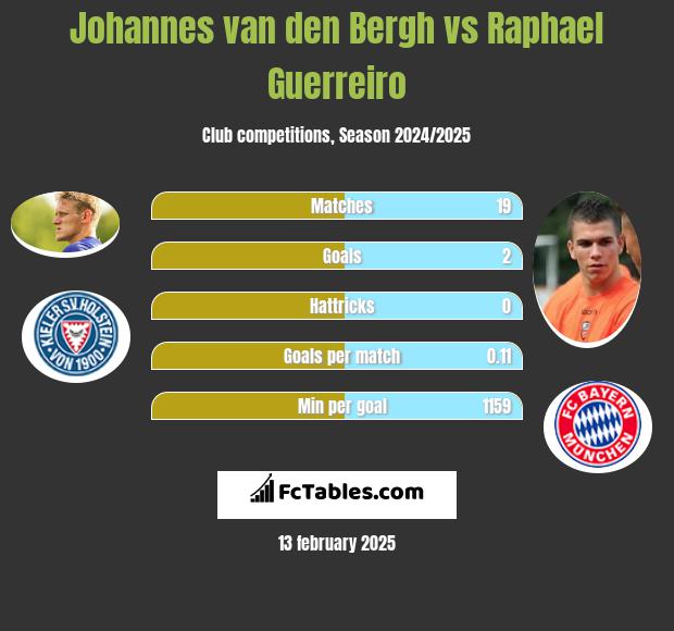 Johannes van den Bergh vs Raphael Guerreiro h2h player stats