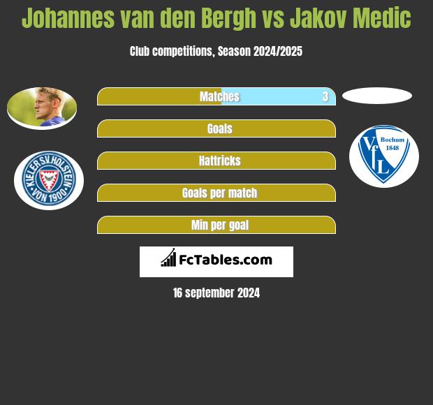 Johannes van den Bergh vs Jakov Medic h2h player stats