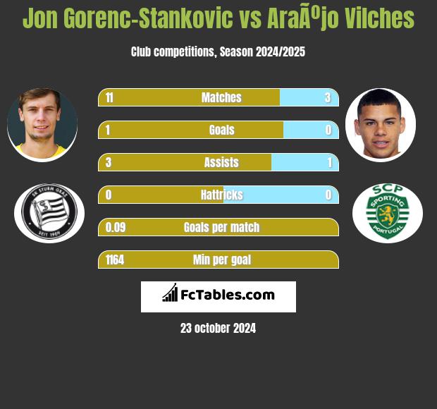 Jon Gorenc-Stankovic vs AraÃºjo Vilches h2h player stats