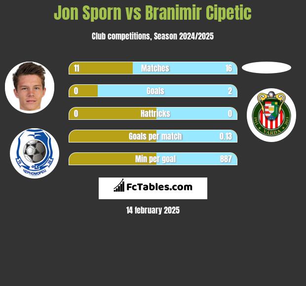 Jon Sporn vs Branimir Cipetic h2h player stats