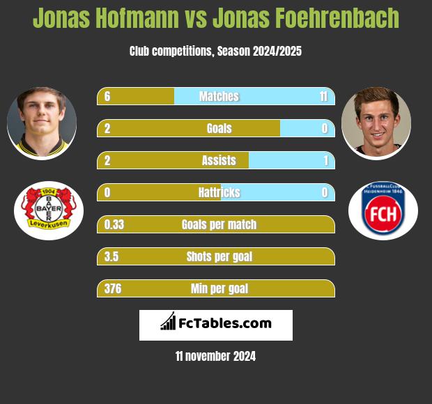 Jonas Hofmann vs Jonas Foehrenbach h2h player stats