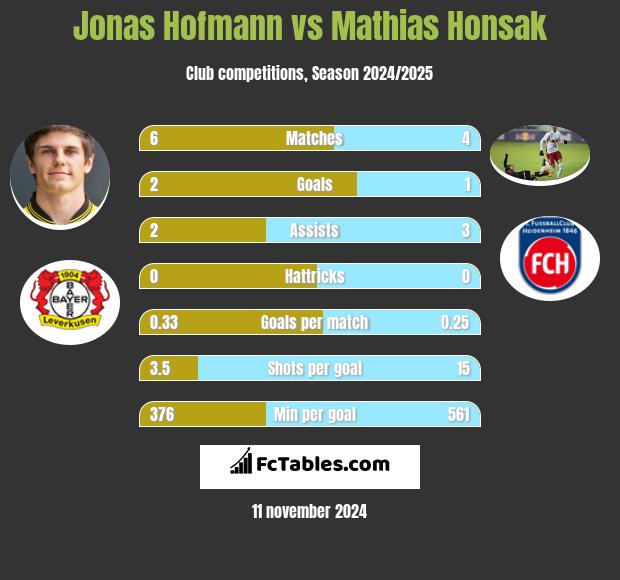 Jonas Hofmann vs Mathias Honsak h2h player stats