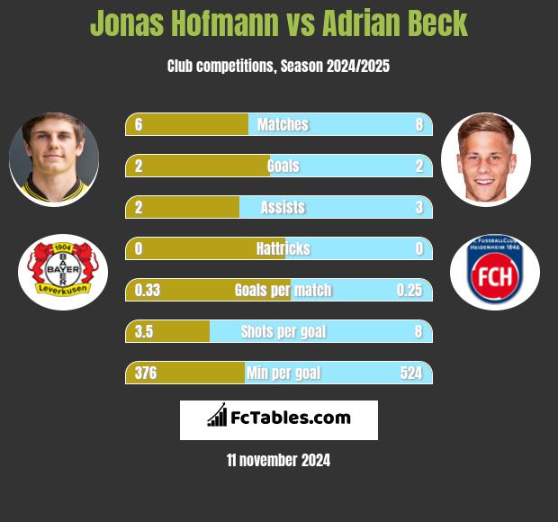 Jonas Hofmann vs Adrian Beck h2h player stats