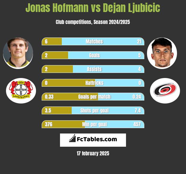 Jonas Hofmann vs Dejan Ljubicic h2h player stats