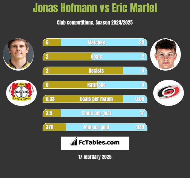 Jonas Hofmann vs Eric Martel h2h player stats